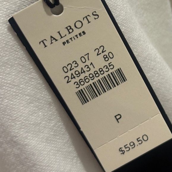 Talbots Cream Long Sleeve Mandarin Collar Top - Picture 5 of 6